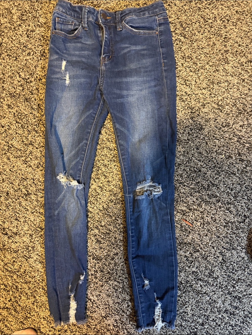 Dark Blue Distressed Women's Skinny Jeans